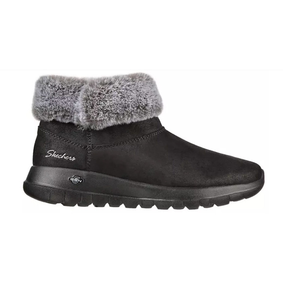 Skechers Women's On The Go Joy Savvy Boots Size 6 Cushioning Black/Fur - Picture 2 of 4